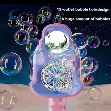 12 Holes Rechargeable Space Bubble Gun - Pink